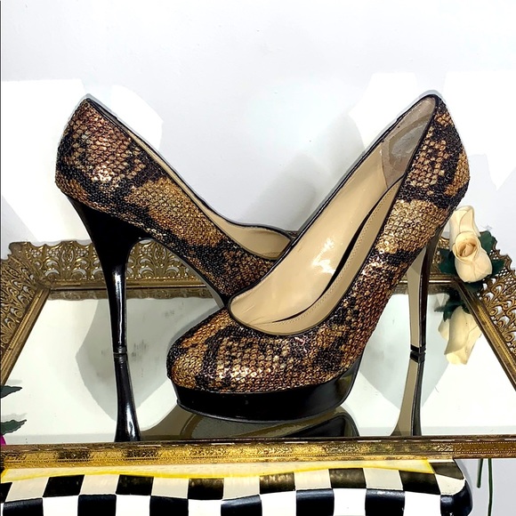 Enzo Angiolini Cheetah Sequin Heels - Picture 1 of 6